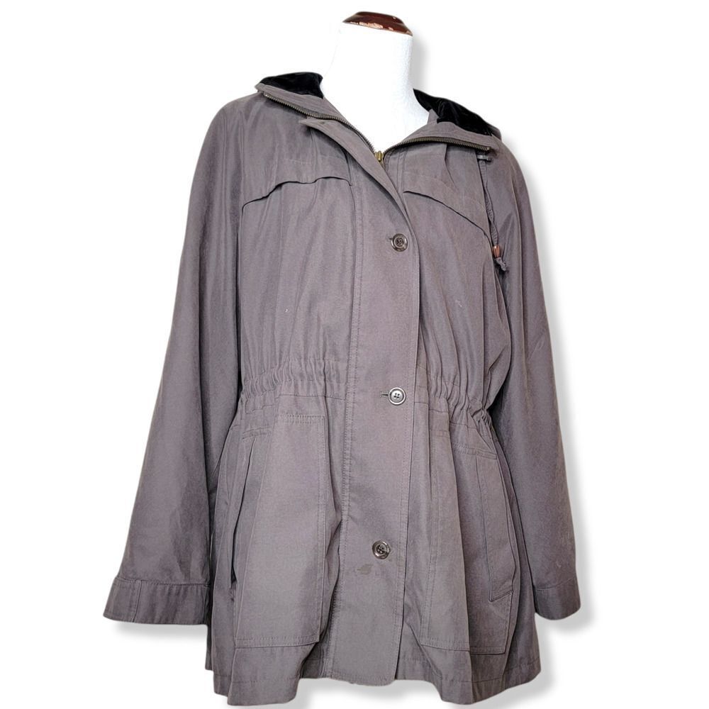 Gallery Velvet Hood Coat Gray Black Size XL